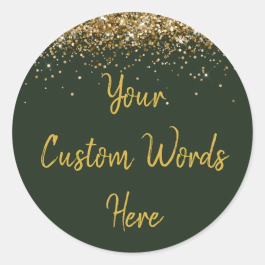 Sticker Rond Faveur de fête d'anniversaire personnalisée vert c (Devant)