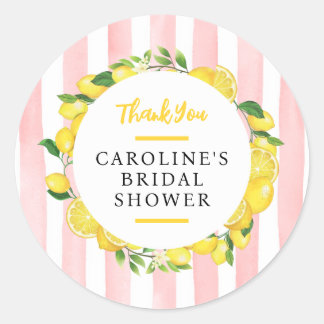 Sticker Rond Faveur de Fête de Fiançailles Été Citron Main Sque