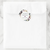 Sticker Rond Faveur de Fête de Mariage Florale Rose Pourpre (Sac)