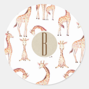Sticker Rond Faveur de fête de monogramme de Baby Shower de gir
