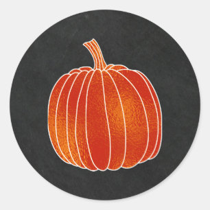 Sticker Rond Faveur de fête de tableau noir de citrouille d'aut