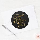 Sticker Rond Faveur de fête de typographie Merci Or et Noir   (Enveloppe)