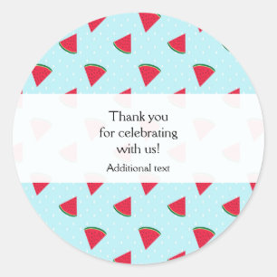 Sticker Rond Faveur de fête d'été amusante Blue Pastèque