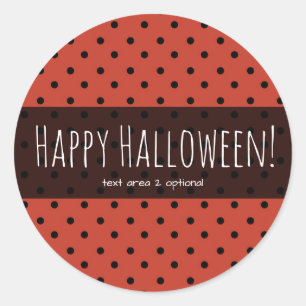 Sticker Rond Faveur de fête d'Halloween à pois noirs et orange