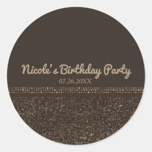 Sticker Rond Faveur de fête glamour scintillante chic bronze ma