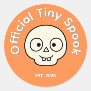 Sticker Rond Faveur de fête officielle Tiny Spook Skeleton Hall