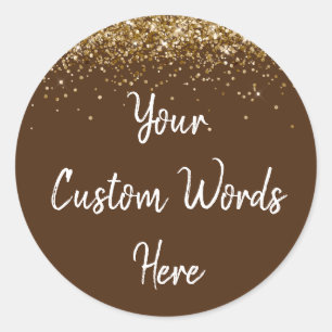 Sticker Rond Faveur de fête personnalisée Anniversaire Marron O
