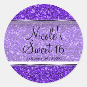 Sticker Rond Faveur de fête personnalisée Glamour Paillettes Vi