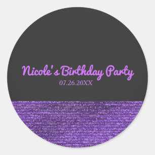 Sticker Rond Faveur de fête personnalisée moderne gris violet p