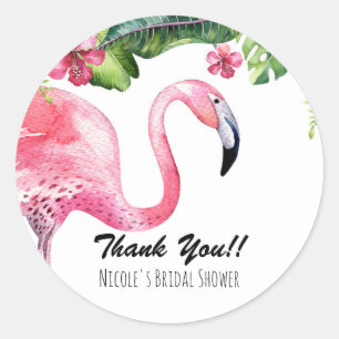 Sticker Rond Faveur de fête tropicale de flamant rose