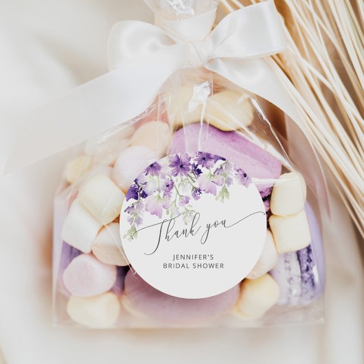 Sticker Rond Faveur de fleurs sauvages lavande mariage