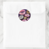 Sticker Rond Faveur de Maquillage Beauté Lèvres Baiser Pailleté (Sac)