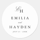 Sticker Rond Faveur de mariage à initiales Boho simple (Devant)