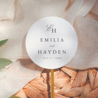 Sticker Rond Faveur de mariage à initiales Boho simple
