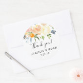 Sticker Rond Faveur de mariage à l'aquarelle bleue corail pêche (Enveloppe)