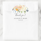 Sticker Rond Faveur de mariage à l'aquarelle bleue corail pêche (Sac)