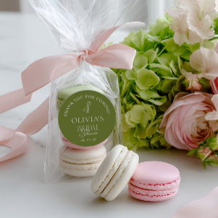 Sticker Rond Faveur de mariage blanc chaud et vert sauge