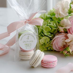 Sticker Rond Faveur de mariage blanc chaud et vert sauge