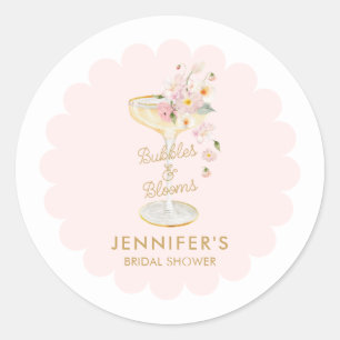 Sticker Rond Faveur de mariage Bubble and Blooms Bridal Shower