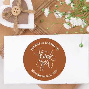 Sticker Rond Faveur de mariage calligraphiée en terre cuite Mer