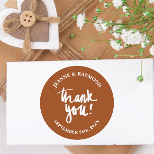 Sticker Rond Faveur de mariage calligraphiée en terre cuite Mer