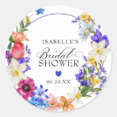 Sticker Rond Faveur de mariage champêtre bleu pourpre rouge (Devant)