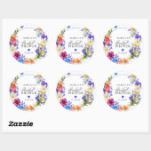Sticker Rond Faveur de mariage champêtre bleu violet rouge (Feuille)