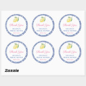 Sticker Rond Faveur de mariage Chic Lemons Italian Blue Tiles (Feuille)