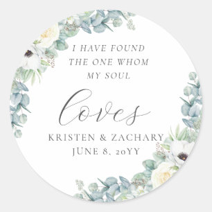 Sticker Rond Faveur de mariage chrétien floral verdure Kristen