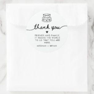Sticker Rond Faveur de mariage Coquette noir et blanc