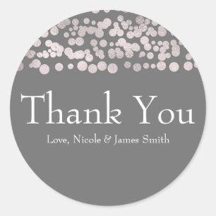 Sticker Rond Faveur de mariage élégant et glamour à points gris