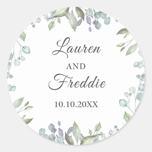 Sticker Rond Faveur de mariage floral aquarelle lilas (Devant)