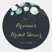 Sticker Rond Faveur de mariage floral bleu or Eucalyptus  (Devant)