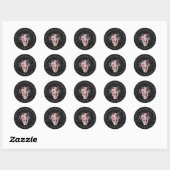 Sticker Rond Faveur de mariage floral crâne Halloween (Feuille)