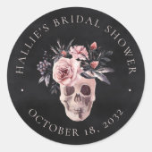 Sticker Rond Faveur de mariage floral crâne Halloween (Devant)