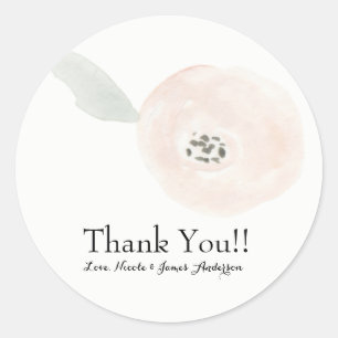 Sticker Rond Faveur de mariage floral de fleurs aquarelles mode
