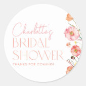 Sticker Rond Faveur de mariage floral Fleurs sauvages Pavots (Devant)