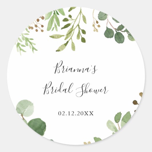 Sticker Rond Faveur de mariage floral marron simple eucalyptus (Devant)