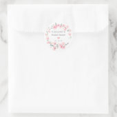 Sticker Rond Faveur de mariage floral rose poudré (Sac)
