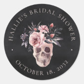 Sticker Rond Faveur de mariage Floral Skull Halloween (Devant)