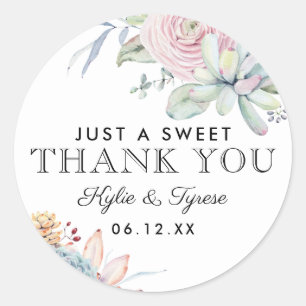 Sticker Rond Faveur de mariage florale succulente aquarelle vin