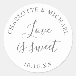 Sticker Rond Faveur de mariage grise l'amour est doux 