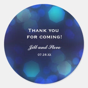 Sticker Rond Faveur de mariage Lumières Bokeh Ciel Bleu Minuit