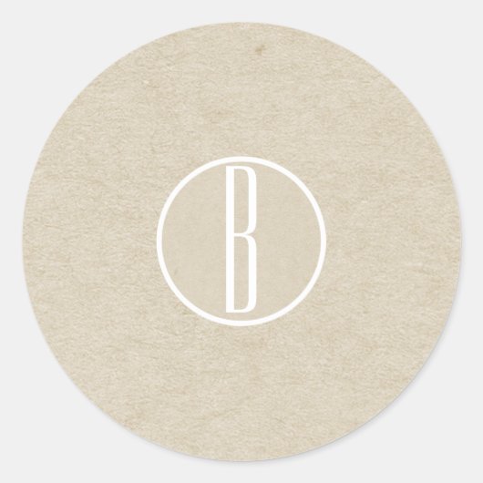 Sticker Rond Faveur de mariage monogramme rustique kraft minima (Devant)