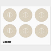 Sticker Rond Faveur de mariage monogramme rustique kraft minima (Feuille)
