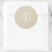 Sticker Rond Faveur de mariage monogramme rustique kraft minima (Sac)
