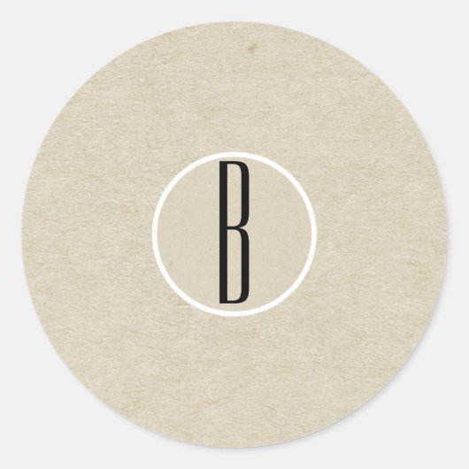 Sticker Rond Faveur de mariage monogramme rustique kraft minima (Devant)