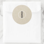Sticker Rond Faveur de mariage monogramme rustique kraft minima (Sac)