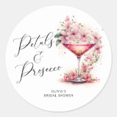 Sticker Rond Faveur de mariage Petals and Prosecco (Devant)