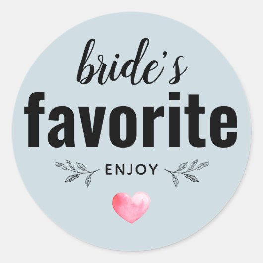Sticker Rond Faveur de mariage préférée de la mariée (Devant)